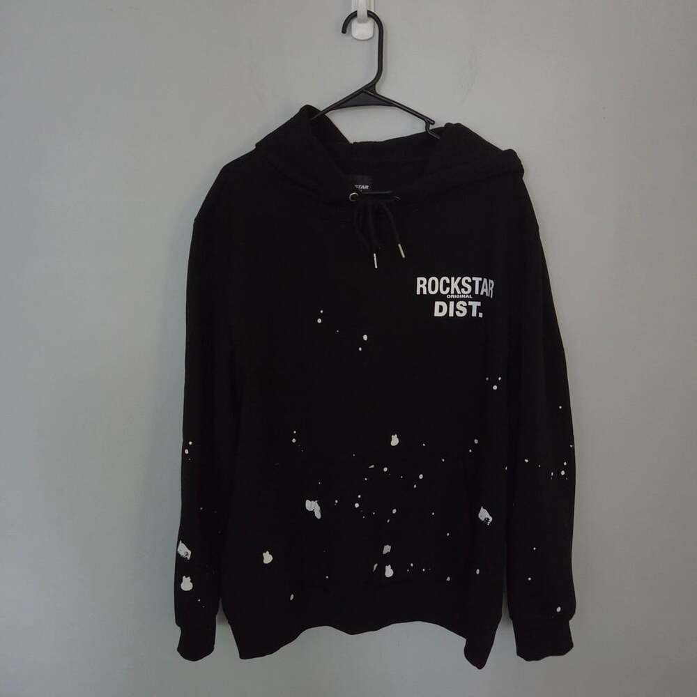 Rockstar Original Raffer Black Paint Splatter Graphic Hoodie XL - Picture 2 of 9